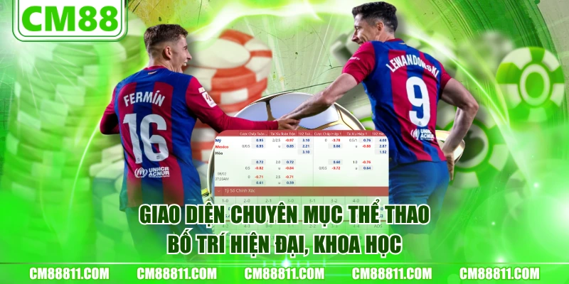 Giao diện chuyên mục Thể Thao bố trí hiện đại, khoa học